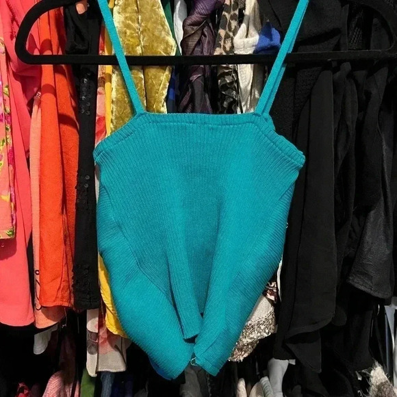 NWT Zaful Green Teal Blue Tank Ribbed Twisted - Picture 3 of 9